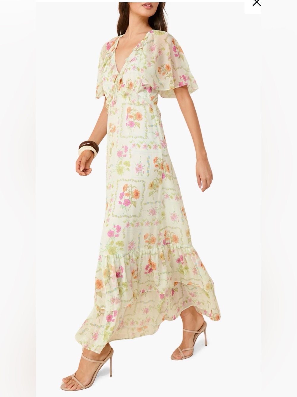 Friends Like These Print Ruffle Tiered Chiffon Maxi Dress Women Size 8